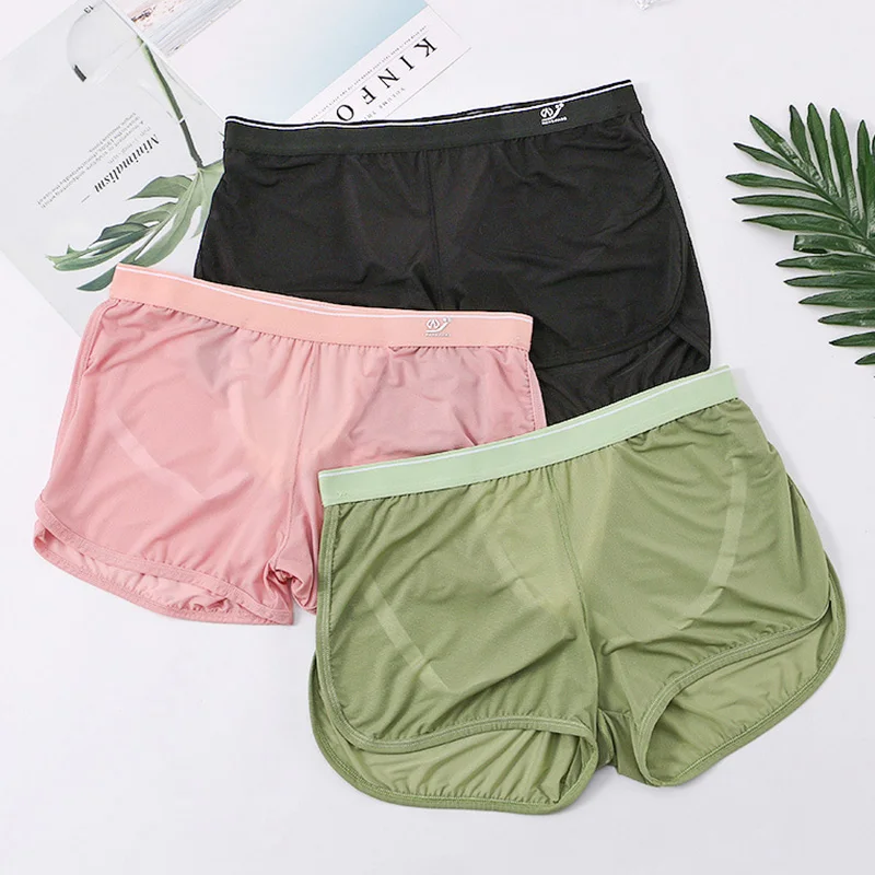 

Men Summer Pajama Shorts Solid Elastic Waist Short Pants Breathable 3D Crotch Bottoms Sleepwear Fitness Quick Dry Breathable