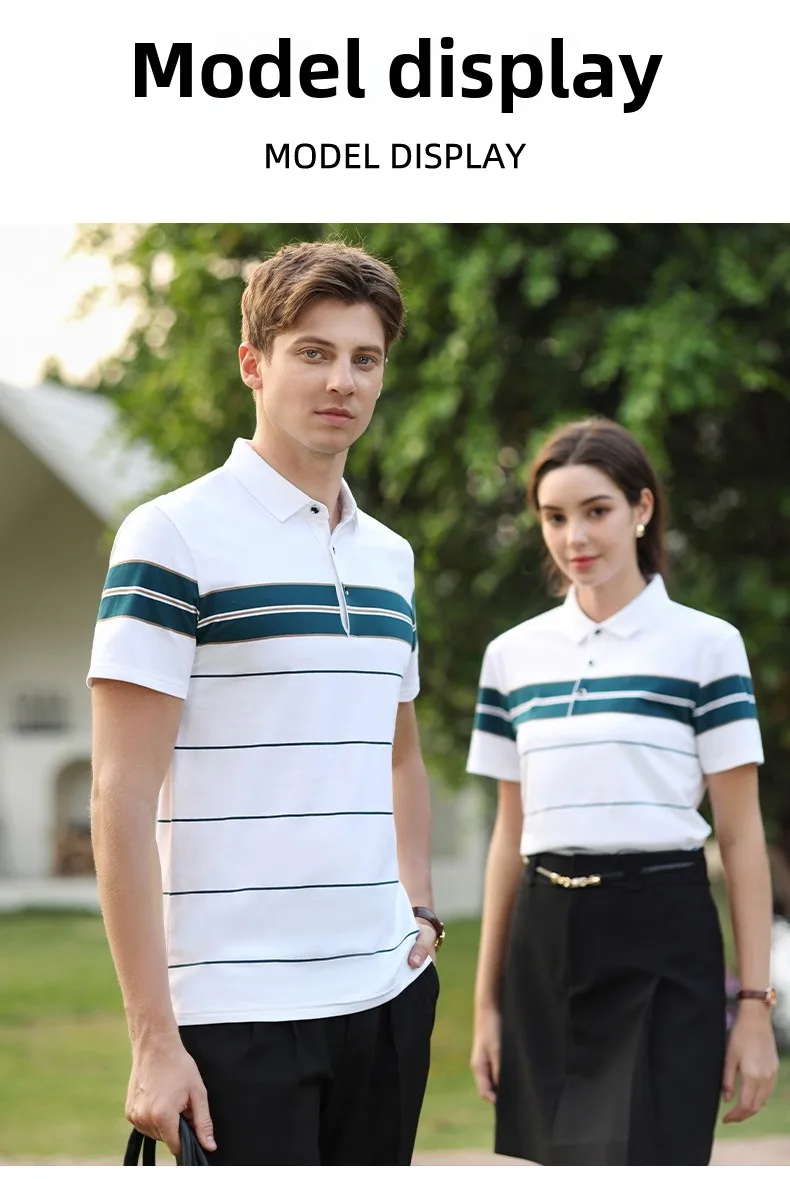 Summer men's polo shirt pure cotton short sleeved T-shirt thin striped business casual breathable wrinkle resistant top 15 S0f422131219544e0bea0c3a74c69ce64A