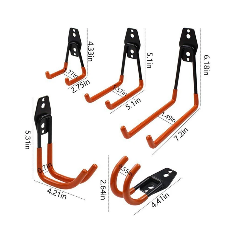 

Heavy Duty Metal Hook Garage Storage Rack Wall Mount Bicycle Hanger Hooks Wall Mount Ladders Garden Tool Anti-slip Organizer