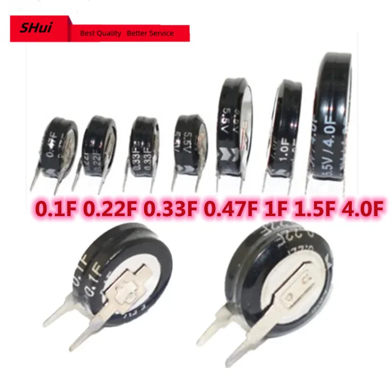 5PCS V type 5.5V Super capacitor 0.1F 0.22F 0.33F 0.47F 1F 1.5F 4.0F Button Farad capacitor 5 5v 0 22f 0 33f 0 47f 0 5f 1f 1 5f 2f 4f 5f 7 5f 10f 15f 20f 25f 50f 60f super capacitor farad capacitor combination type