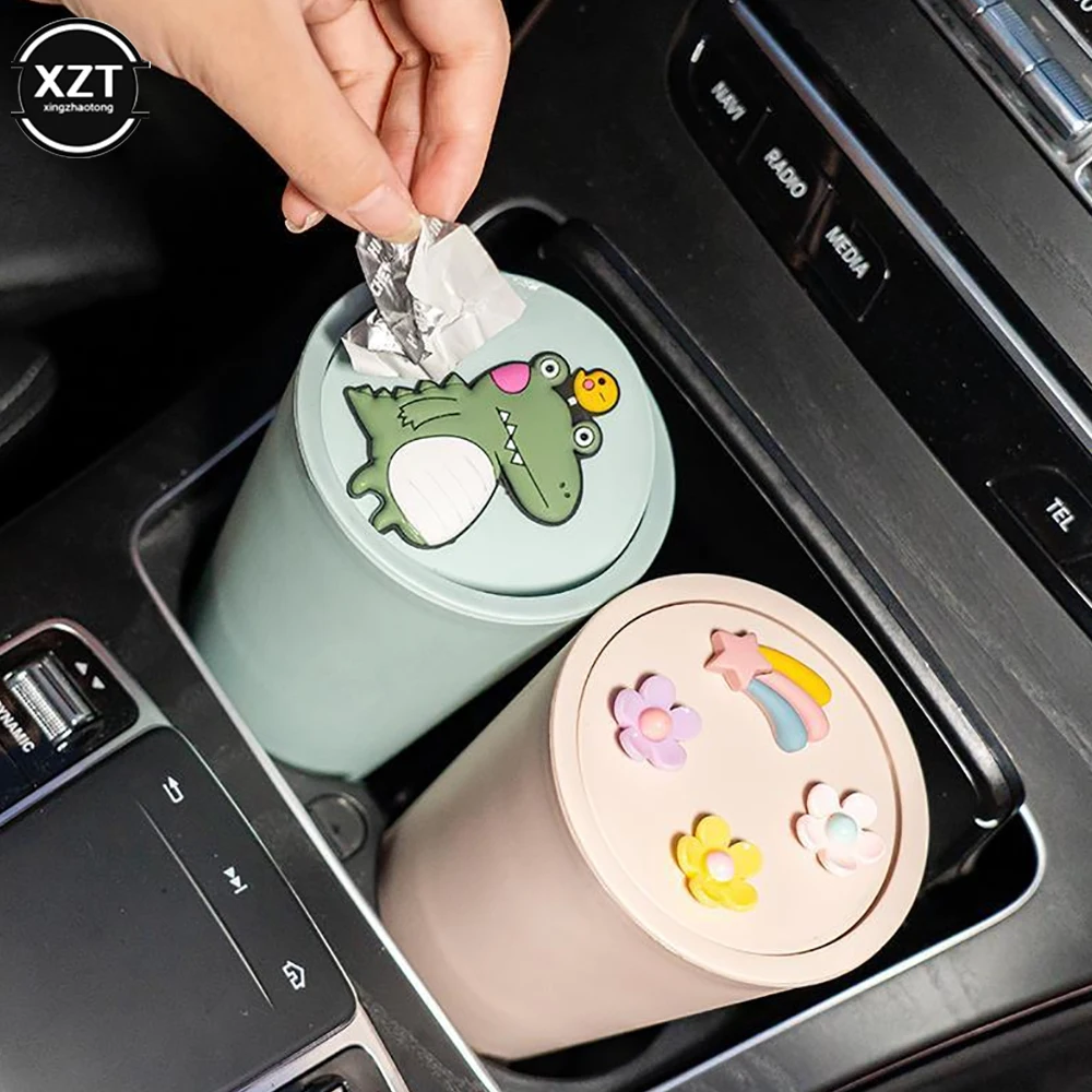 Creative Cute Shape Car Trash Can Mini Storage Bucket Car Garbage Storage Bucket Glove Box Desktop Trash Can