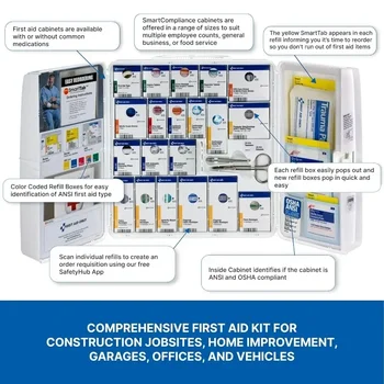 Upgraded version 1000-FAE-0103 50-Person SmartCompliance OSHA First Aid Kit for Businesses, Large Plastic First Aid Cabinet 2