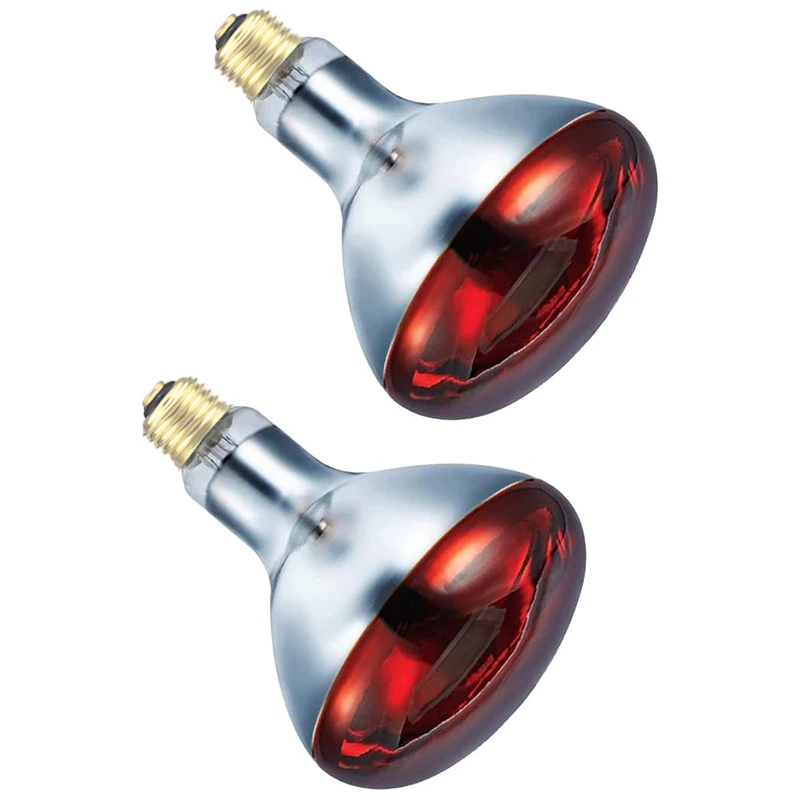BONGBADA Quartz glass e27 Infrared bulb lamp 2PC 100W 250W Red Solar Spectrum R125 infrared Heating bulb Chicken Heating lamp