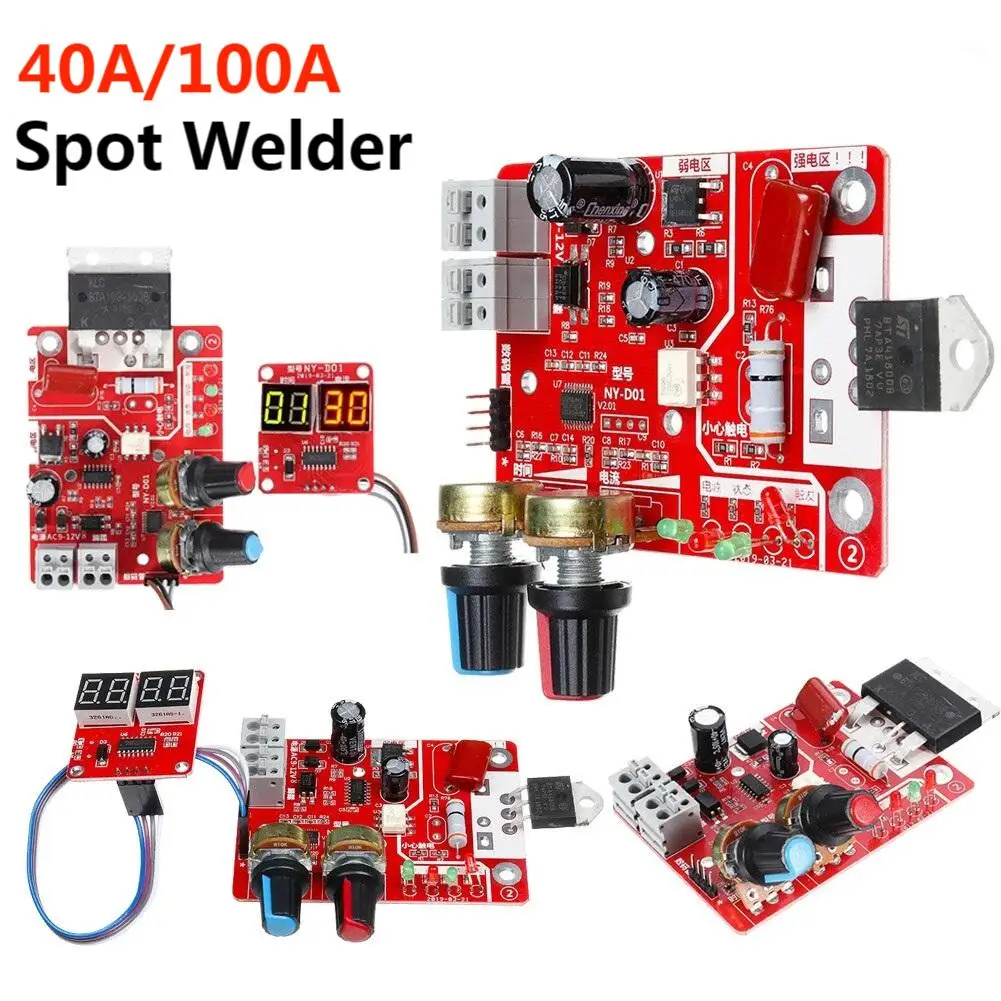 

Spot Welder Module 40A 100A Spot Welding Machine Control Board Digital Display Adjust Time Current Transformer Controller Panel