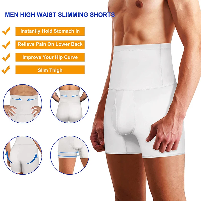 Men Body Shaper Tummy Control Shapewear Shorts High Waist Cinchers Trainer Slimming Anti-Curling Underwear Seamless Boxer Brief