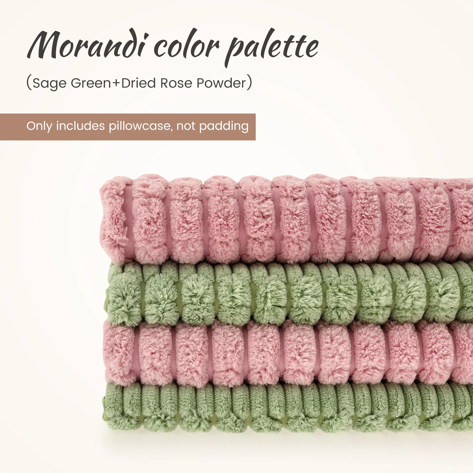 4Pcs Square Cushion Cover Corduroy Throw Pillow Cover 18x18 Inch Soft Striped Solid Color Pillow Cover Home Decor for Sofa Bed