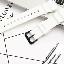 Durable Rubber Silicone Watch Strap - Resin Watchband Accessories - 18mm (White Black Button)