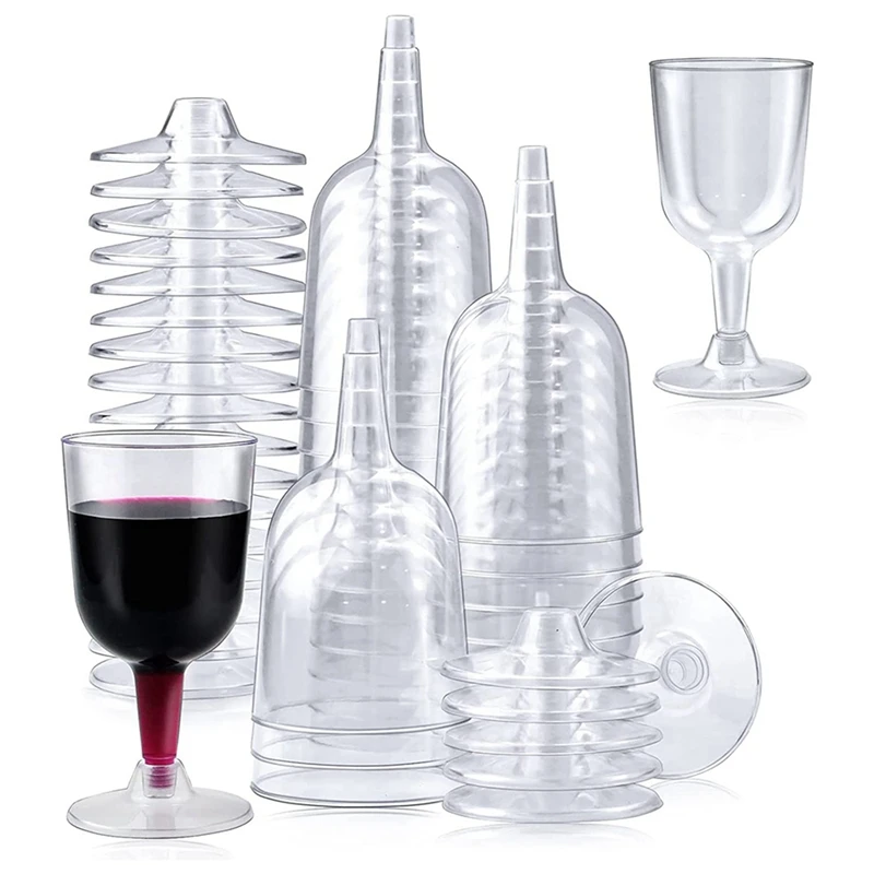 

200Pcs Clear Plastic Wine Glass Recyclable, Disposable & Reusable Cups For Champagne, Dessert, Beer, Pudding, Party