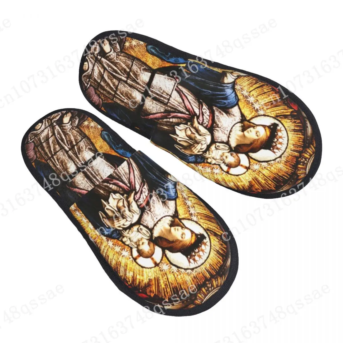 

The Virgin Mary Guest Slippers for Bathroom Women Custom Print Catholic Our Lady of Guadalupe House Slipper