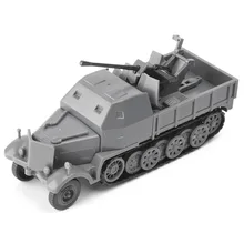 

4D Assembled 8-ton Half-track Armored Vehicle FLAK37 Anti-aircraft Artillery Model 1:72 Simulation Military Toy