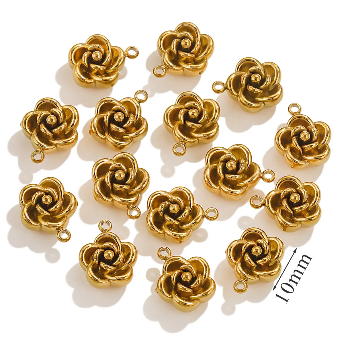 4/10 Stück nicht verformbarer Rosenanhänger aus massivem Edelstahl für die DIY-Produktion von Damen-Ohrschmuck-Amulett-Anschluss im Großhandel – Detail 12