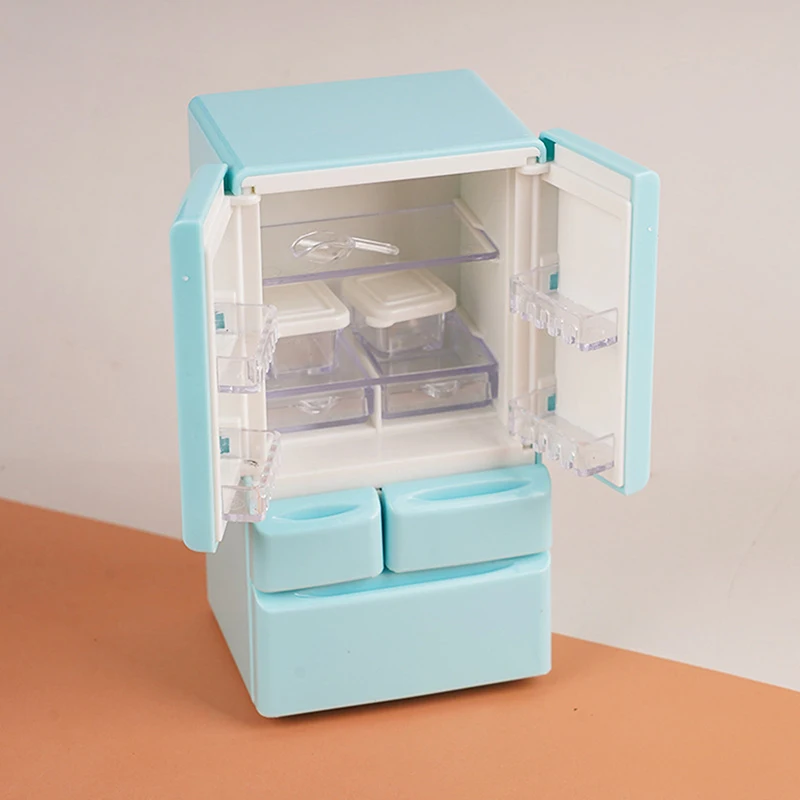 Miniature Cartoon Refrigerator for Dollhouse Kitchen Scene