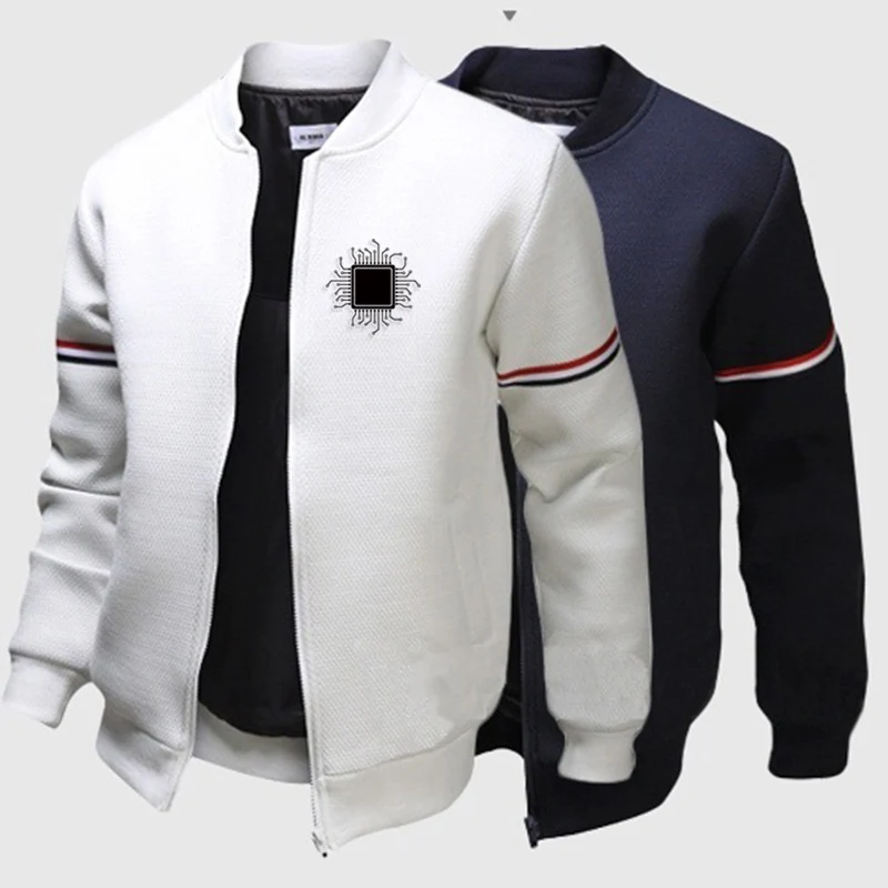 New men's CPU processor circuit diagram autumn fashion flying jacket coat clothing casual street jacket