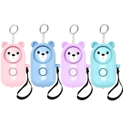 Bear Style Emergency Alarms Safety Alarm Keychain Protection Devices 130Db Personal Siren Ring With Led Light Safety Alarm