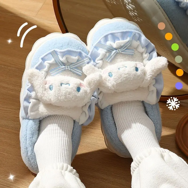 

Cinnamoroll Babycinnamoroll Cotton Slippers Women's Autumn and Winter 2023 New Indoor Home Warm Shit Feeling Bag Heel Plush Slip