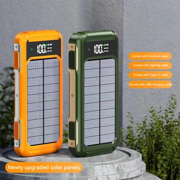 Alternative view of 500000mAh Solar Powerbank Portable Large Capacity Charger Fast Charging With Four Cables Digital Display For Ios Android Huaiwei