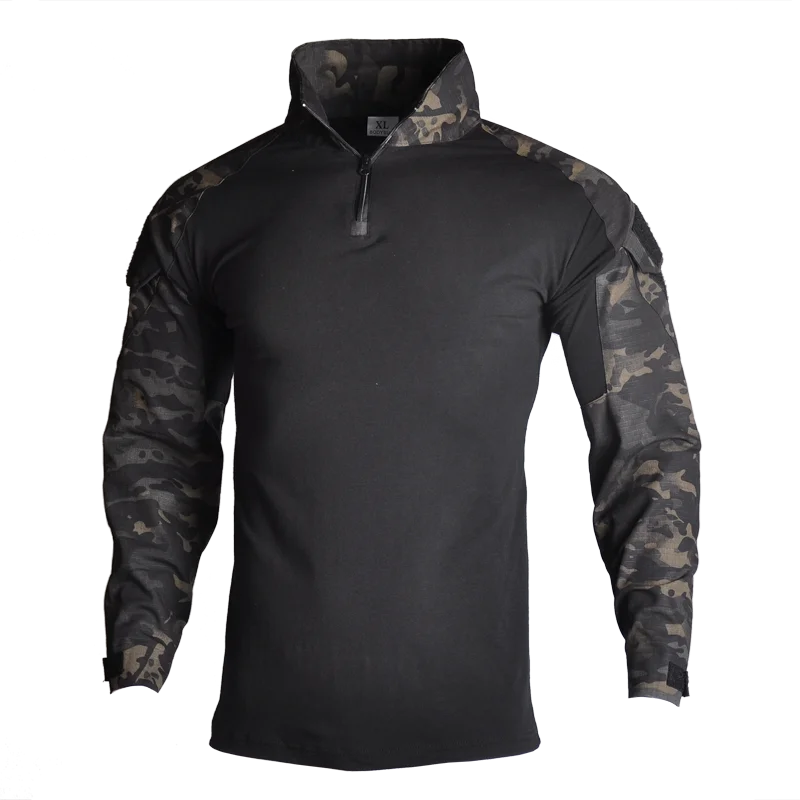 HAN WILD Combat Shirt with Pads Long Sleeve Men ClothingTactical Camo Shirts Airsoft Hiking Hunting Tops Climbing Clothes 5