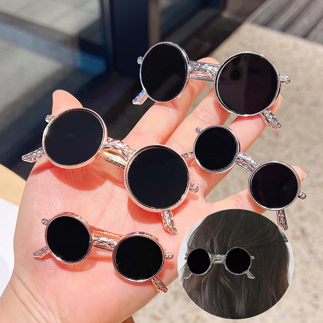 

Funny Novel Glass Shape Spring Clip Girls Cute Headwear Spectacle Hair Clip Sweet Sunglasses Barrette Hair Accessories For Women