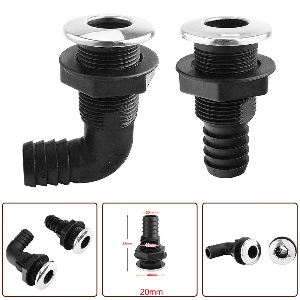 

Boat Hose Pipe Elbow Bilge Pump Drain Black Nylon With Stainless Thru Hull 20mm/25mm Bilge Drain Outlet Boat Accessories
