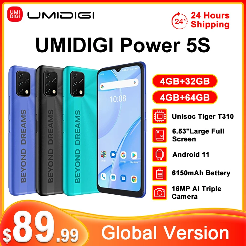 best poco phones [24H Shipping] UMIDIGI Power 5S 6.53" HD+ Display Global Version Smartphone 6150mAh 4GB+32GB/64GB 16MP Triple Camera best poco camera phone