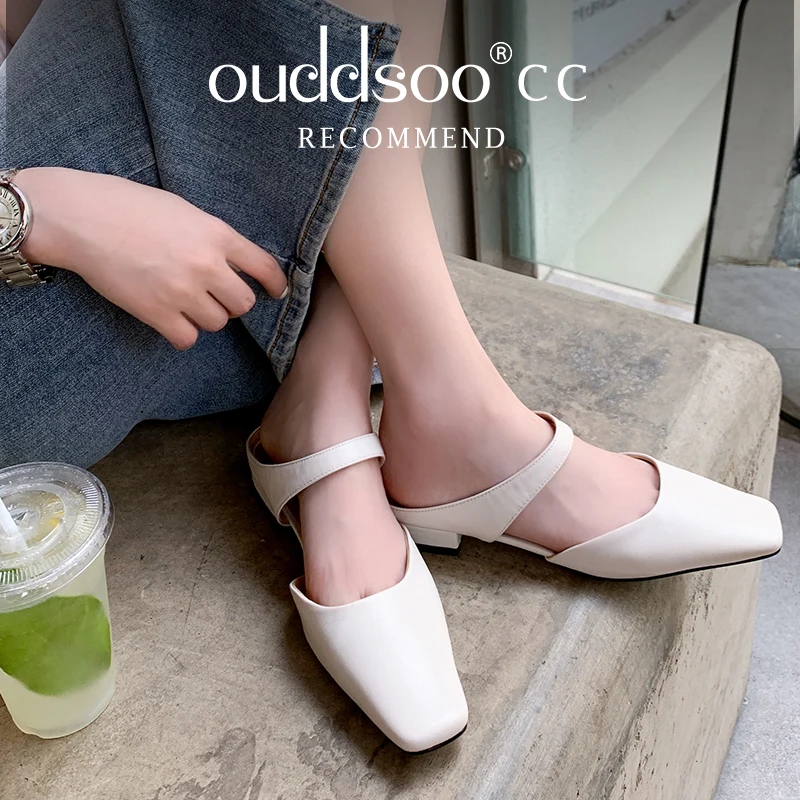 

ODS Spring Flat Slippers Women Brand Slides 2024 Fashion Mules Shoes Slip On Casual Outdoor Slipper Closed Toe Low Heel Summer