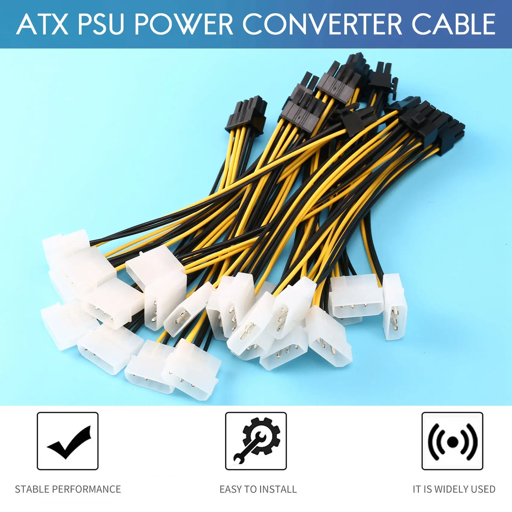 PCI 익스프레스 비디오 카드, Pci-E ATX PSU 전원 컨버터 케이블, Molex-Pcie 8 핀 어댑터 코드, 2 Molex 4 핀-8 핀, 10PCs
