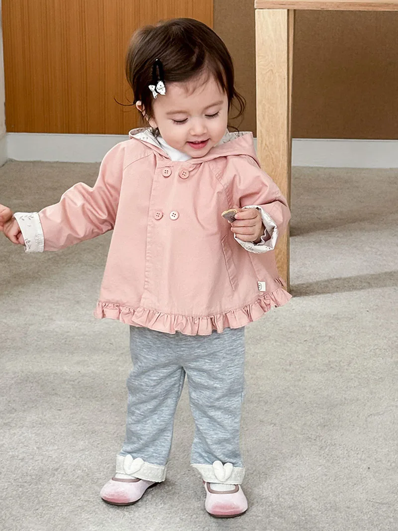 Cotton Blend Floral Girls Windbreaker Jacket