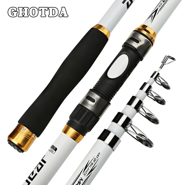 GHOTDA 2.1M -3.6M Carp Fishing Rod feeder Hard FRP Carbon Fiber Telescopic Fishing  Rod