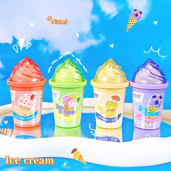 ritorno a scuola 	   forniture per insegnanti di cancelleria Kawaii Temperamatite in gomma carino gelato gomme divertenti Cancelleria estetica