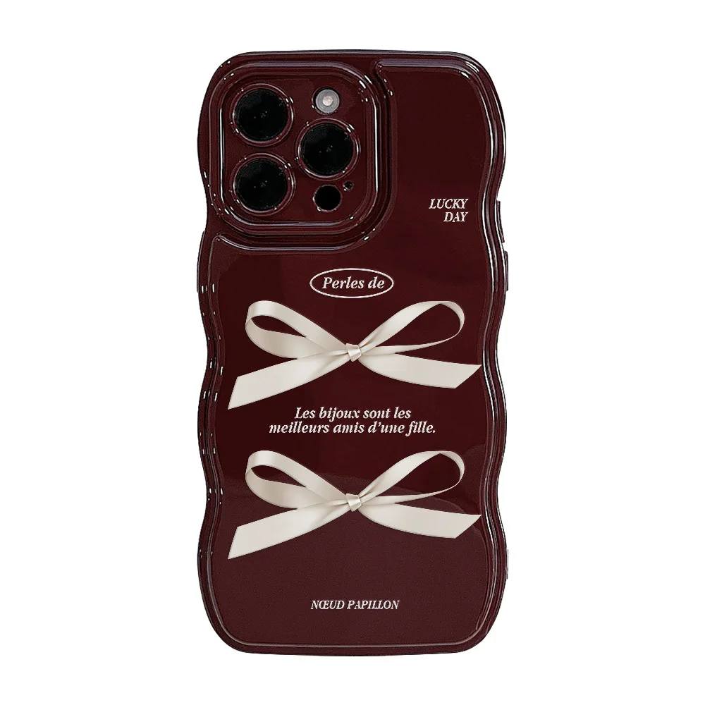 Vintage Wine Red Silk Ribbon Bow Art Phone Case - Cute & Shockproof Cover
