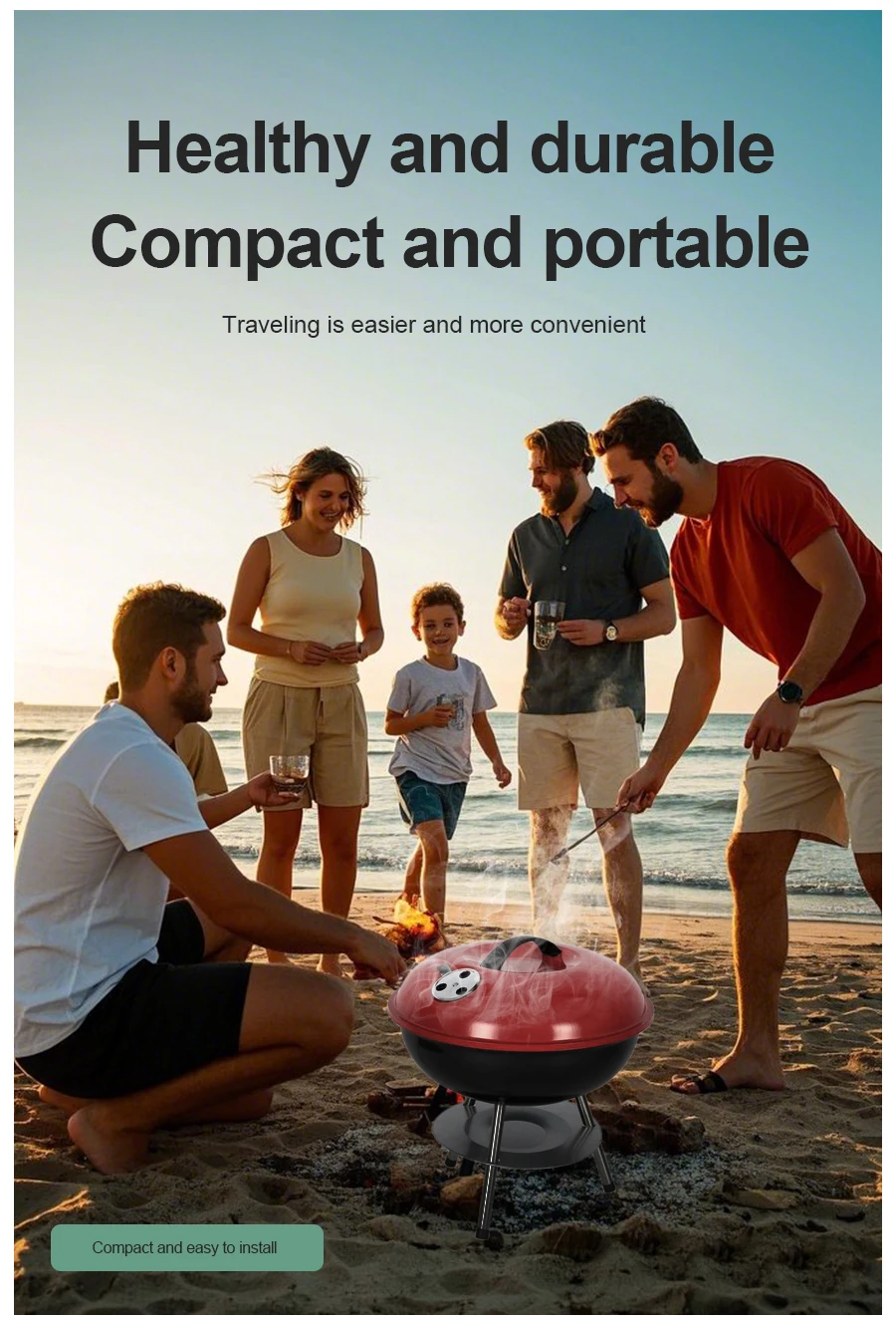 14-inch BBQ Grill Mini Apple Stove Outdoor Household Portable Charcoal Barbecue