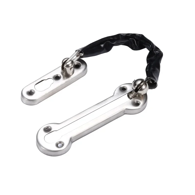 Stainless steel hotel door lock anti-theft door chain with PU holster Home security insert lock anti-theft chain