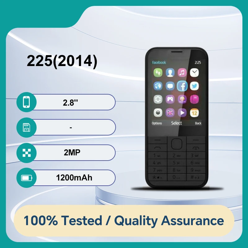 잠금 해제된 오리지널 225 듀얼 SIM 2.8인치 디스플레이 2MP 단일 카메라 일상 사용에 실용적 신뢰할 수 있는 성능