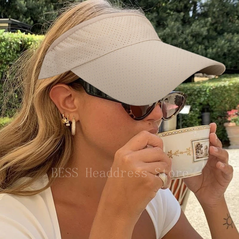 Summer Breathable Air Sun Hats Men Women Adjustable Visor UV Protection Top Empty Solid Sports Tennis Golf Running Sunscreen Cap_voghion.com