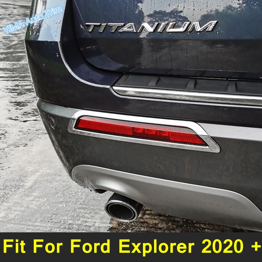 

Rear Bumper Reflector Fog Lights Lamp Decor Cover Trim Fit For Ford Explorer 2020 - 2022 Chrome / Carbon Fiber Car Accessories