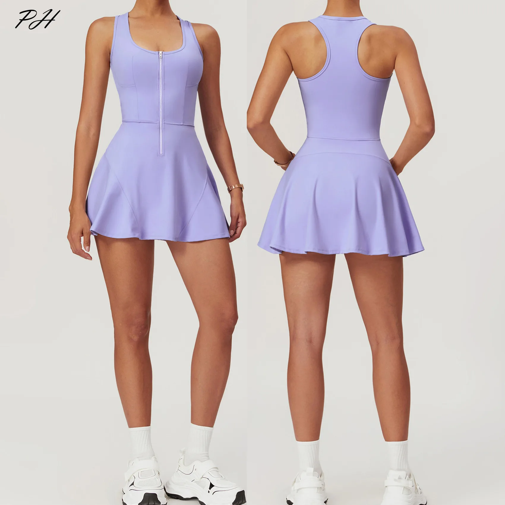 Women Golf Tennis Yoga Sport Skirts Zipper Leisure Running Fitness Sport Skirts Naked Anti Glare Sports Dress Summer New