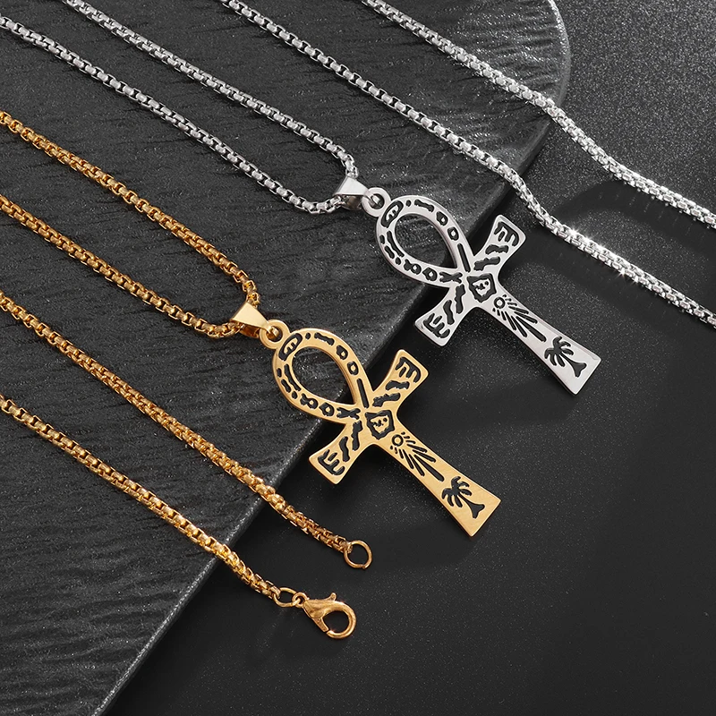 Antico Simbolo Egiziano Della Vita Totem Ankh Croce Collana Uomo Donna Vintage Religioso Amuleto Gioielli