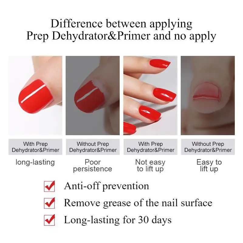 BORN PRETTY 15ml Nail Primer Nail Prep Dehydrate Base Top Coat Gel Nail Polish No Need Of UV LED Lamp Nail Art Varnish Manicure 5