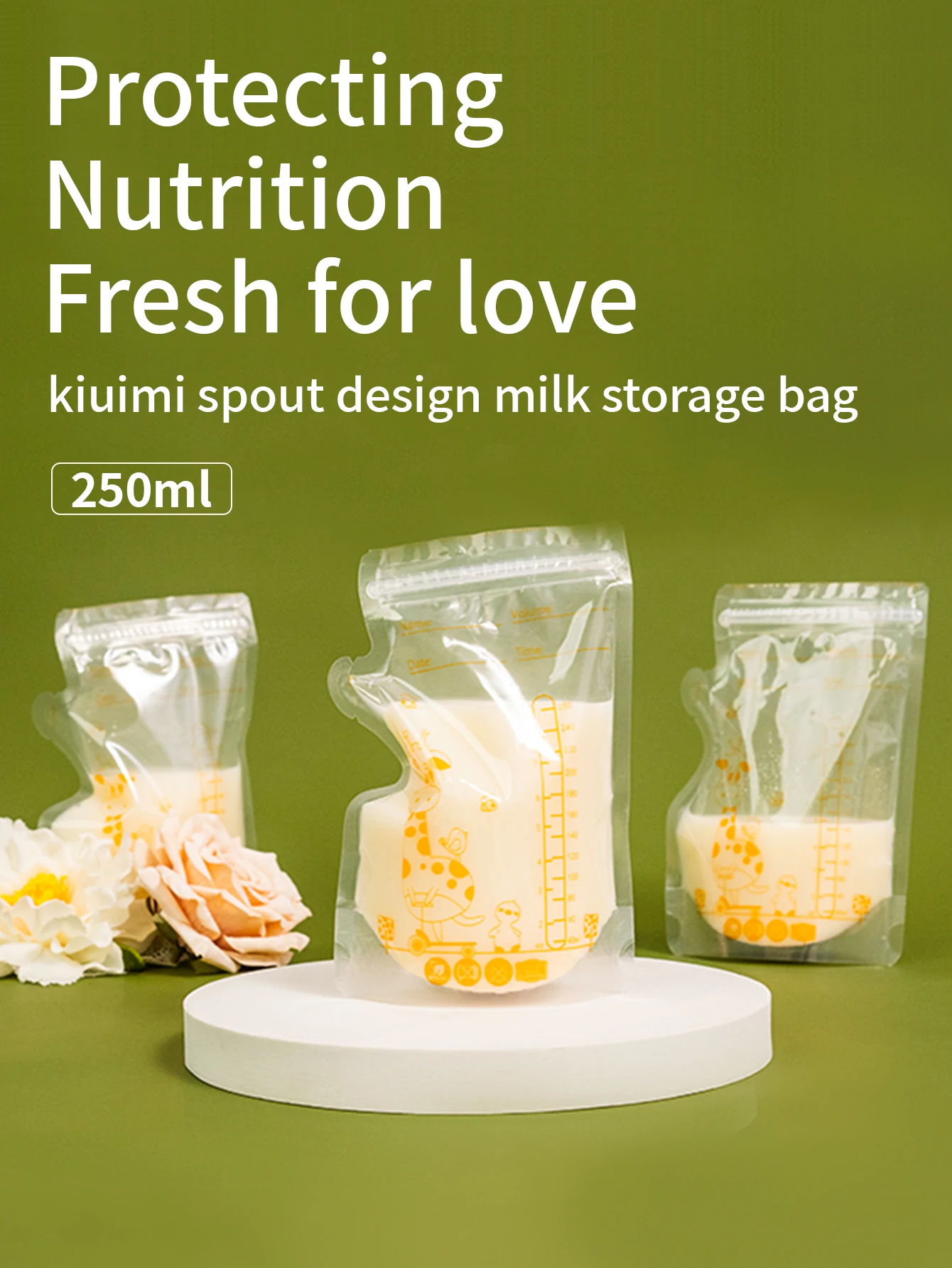 60pcs Breast Milk Storage Bags, 8oz Milky Way Breastfeeding Storage Bags With Spout, Flat Design Space-Saving Bags Also Usable F