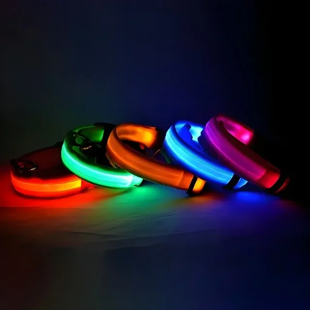 Dog Collar Nylon LED Night Safety Flashing Glow In The Dark Pet Dog Leash pet Dogs Luminous Fluorescent  dog accessories collar 6