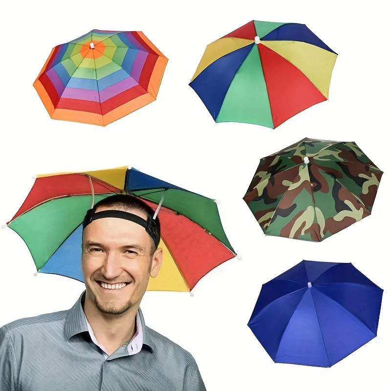 Hands-Free Multicolor Umbrella Hat Sun/Rain Protection for Outdoor Adventures & Daily Commutes