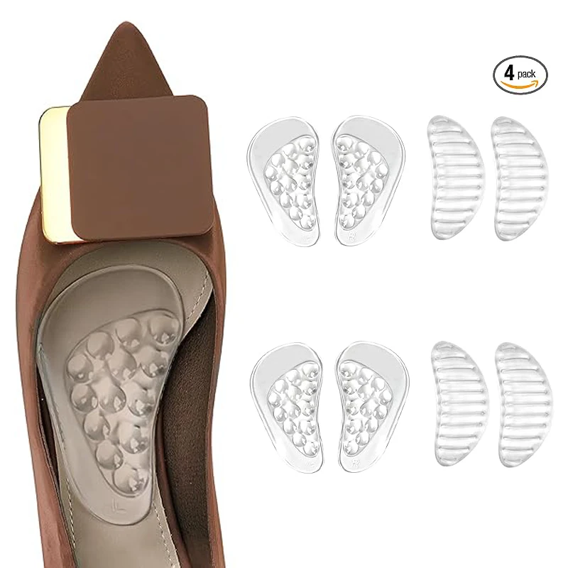 4 Pair of Transparent Arch Support Particle Insoles Flat feet high arches relieve stress insole