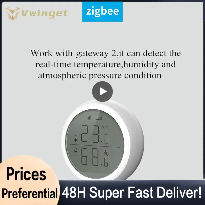 

Датчик температуры и влажности Zemismart Tuya с ЖК-экраном, монитор в режиме реального времени, интеллектуальное соединение с умным домом