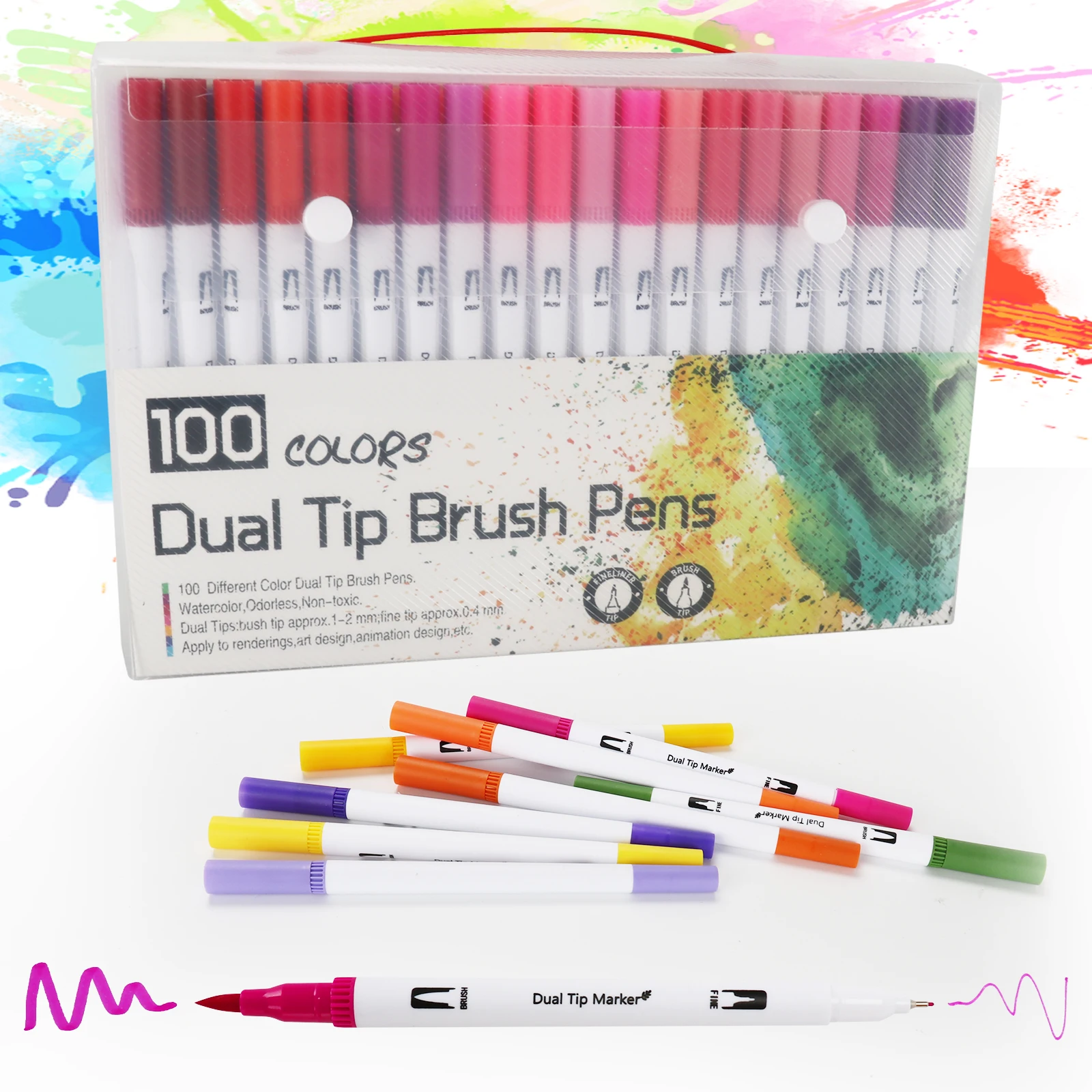 12pcs Dual Brush Pens Art Markers, Dual Tip Calligraphy Pens Fineliner and  Brush Tip for Kids Adult Lettering, Journaling, Doodling, Coloring Books.