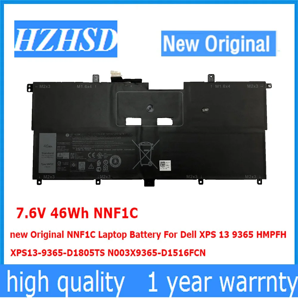 Nnf1C 7.6V 46Wh Hmpfh Batteria Originale Per Laptop Per Dell Xps 13 9365 Xps13-9365-D1805Ts,D1605Ts N003X9365-D1516Fcn Np0V3 P71G00