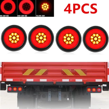 4PCS 4 "Rotonda LED Fanale posteriore posteriore Camion Stop Turn Tail Luci di retromarcia Rimorchio Camion Van Lampada di segnalazione freno DRL Lampada da corsa