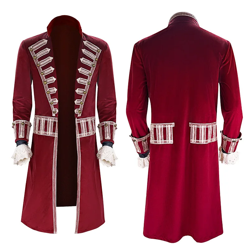

Cosplay Costume Pirate Hook Cosplay Medieval Red Clothes Jacket Halloween Party Adult Costumes