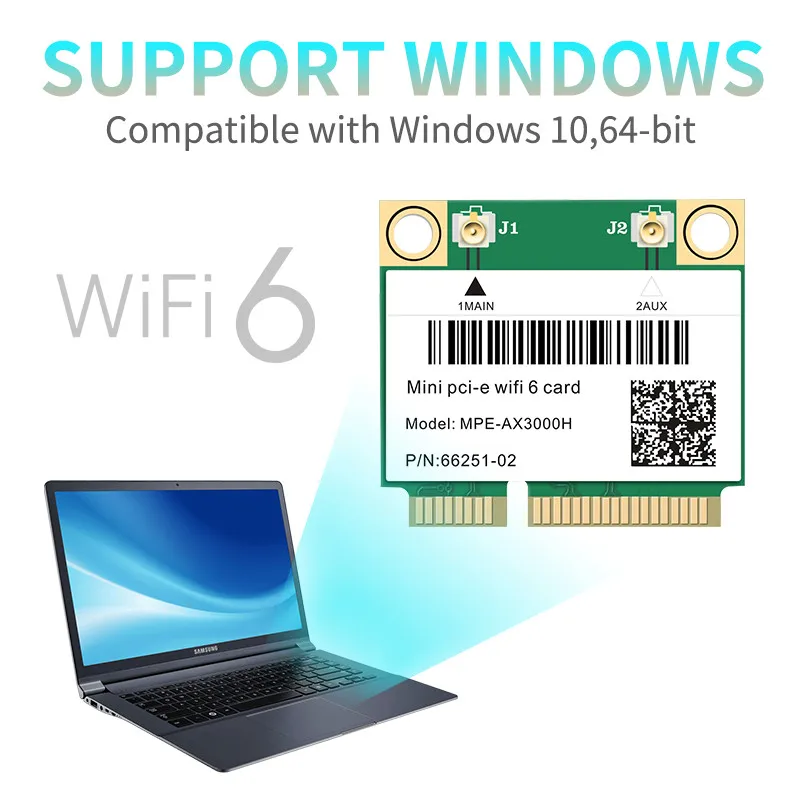 Cartão Wifi de Rede sem Fio de Banda Dupla Meio Mini Pci-e Bluetooth 5.2 802.11ax ac 2.4ghz 5ghz Mu-mimo 2974mbps Ax200 - Imagem 3