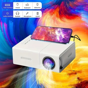 Portable LED Projector Equip 72 Inch Screen and Bracket Dlp Full Hd 1000 Lumen Home Theater Media Player Outdoor Mini Projector 2