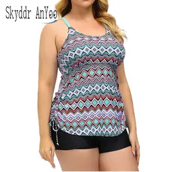 2022 Women Plus Size Tankini Swimsuits Printed Two Pieces Swimwear Tummy Control High Waist Swimsuit Female Sport Swimsuit